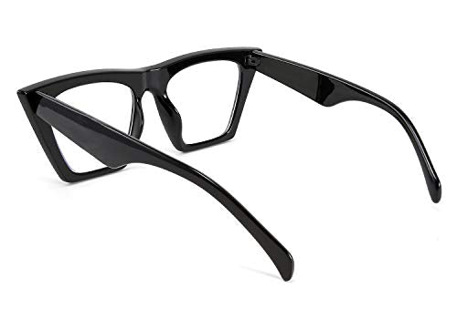 FEISEDY Square Cat Eye Reading Glasses Women Fashion Small Cateye Blue Light Blocking Reader Anti Glare Digital Eyestrain B2604 black 1.00x