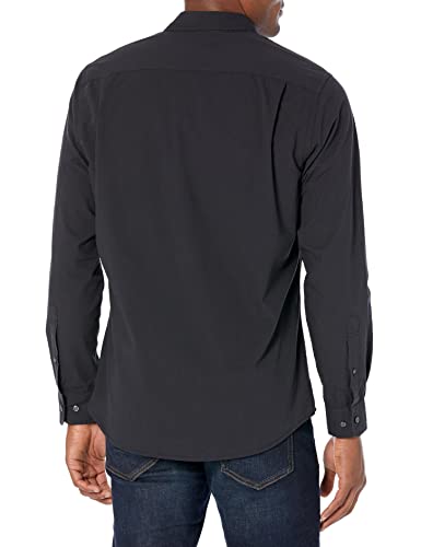 Amazon Essentials Men's Slim-Fit Long-Sleeve Poplin Shirt, Black, Small