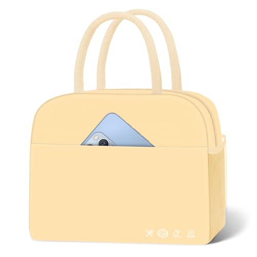 KUBYA Lunch Bag Women, Lunch Box for Women Men Insulated Reusable Lunch Bag Large Capacity Lunch Tote Bag Lunch Container for Office Work Picnic Beach or Travel(Purple Flower)