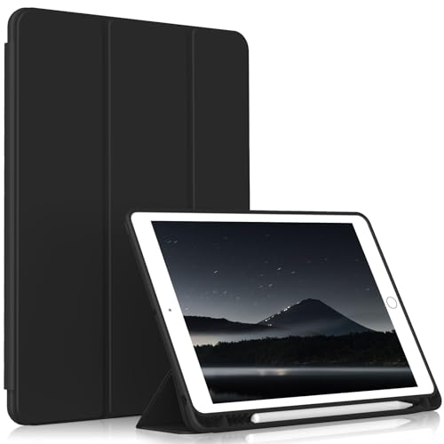 JKSML Case for iPad 6/5 9.7 Inch, Case with Pencil Holder for iPad 6th/5th Generation 2018/2017, Soft Protective Case, Auto Wake/Sleep, Black