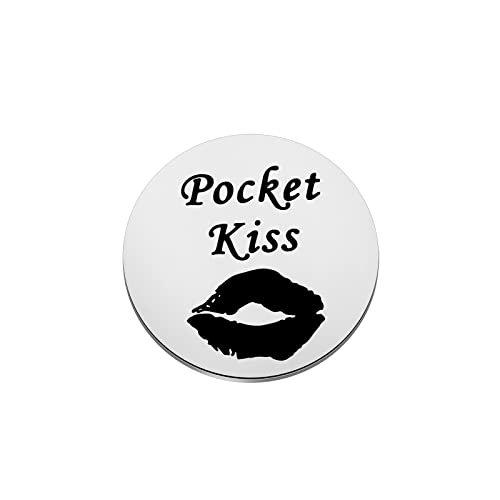 LQRI Pocket Kiss Token Naughty Gifts for Him Funny Token for Boyfriend Naughty Gifts for Husband Valentine's Day Anniversary Keepsake Gifts (silver)