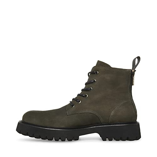 Steve Madden Men's Fintan Combat Boot, Black Leather, 13