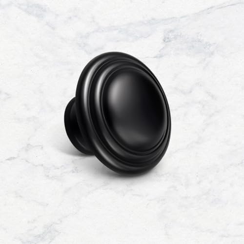 Gobrico 5 Pack 1-3/8" Black Bi-Fold Door Knobs Kitchen Cupboard Cabinet Door Pulls Handles Round Drawer Knobs