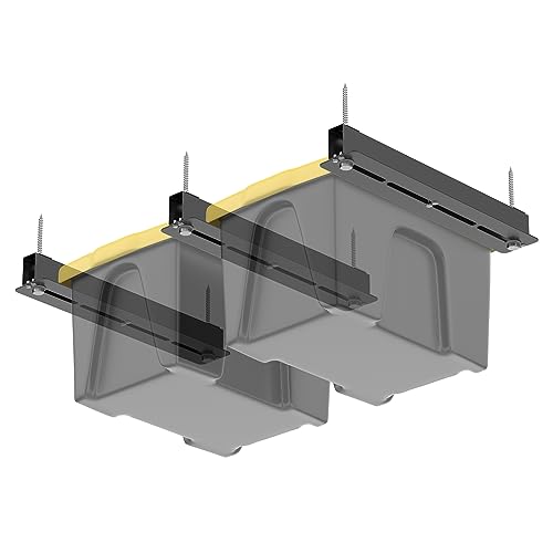 TORACK Garage 16" Studs Ceiling Bin Storage Rack, Overhead Tote Storage Rail System Heavy Duty Adjustable Tote Slide Garage Storage System(for 2 Bins, Bins are not included)