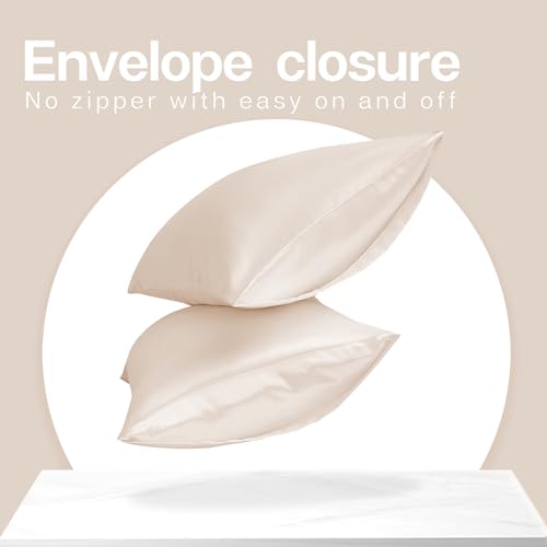 MR&HM Satin Pillowcase for Hair and Skin, Silk Satin Pillowcase 2 Pack, Standard Size Pillow Cases Set of 2, Silky Pillow Cover with Envelope Closure (20x26, Navy Blue)
