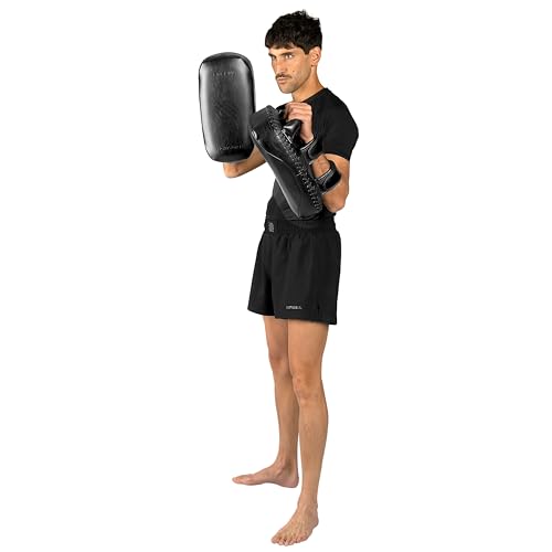 Sanabul Upgraded Battle Forged Kickboxing Muay Thai Pads 2pcs Muay Thai Striking Coaching Gear Martial Arts Training Kick Pads 1 Pair - Black