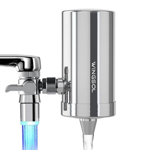 πͺππ‘ππ¦π’π Faucet Water Filter Stainless-Steel 360Β° Rotating Water Filter for Sink, Reduce Chlorine, Heavy Metals and Bad Taste, 350 Gallons Long Lasting Sink Water Filter, WS-FM001-PAC