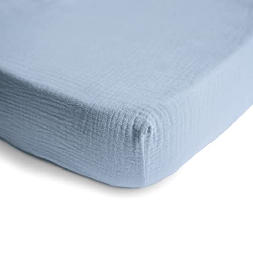 mushie Extra Soft Muslin Fitted Crib Sheet | 192 Thread Count | 28"x 52" (Green Paisley)