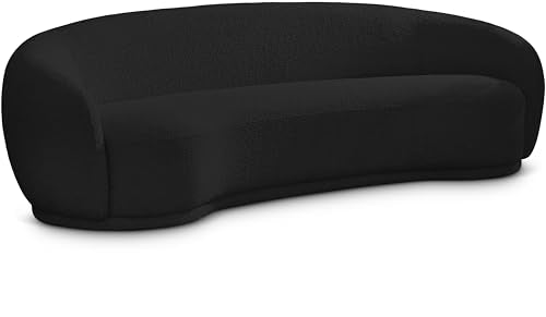 Meridian Furniture 693Black-S Hyde Collection Modern | Contemporary Boucle Fabric Upholstered Sofa, Black, 89.5" W x 38" D x 27.5" H