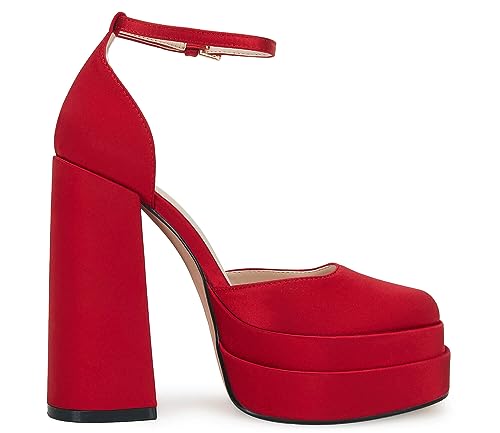 VETASTE Womens Platform Heels Chunky High Heels Ankle Buckle Strap Pumps Party Wedding Dress Shoes Black