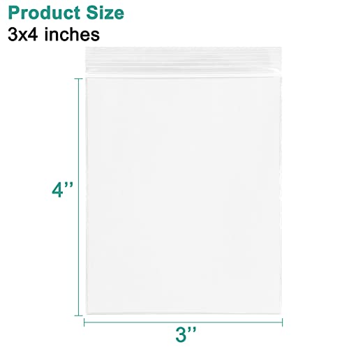 joybest 3 x 4 Inch (1000 Pcs) Clear Plastic Reclosable Zip Poly Bags - Resealable Poly Bags for Jewelry, Seeds, Storage, Organization