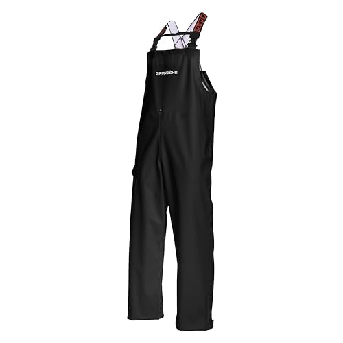 Grundens Men’s Neptune Commercial Fishing Bib Pants | Waterproof, Adjustable, Black, X-Small