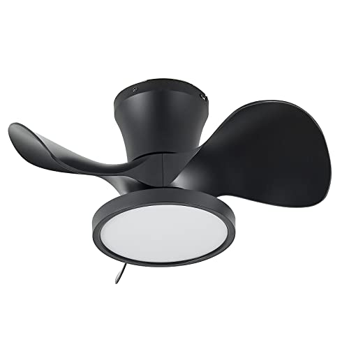 TALOYA 52 inch Ceiling Fans with Lights,Remote Control Multifunctional Quiet Fan with Three Color Temperature and Dimmable Light with Reversible Blades Black