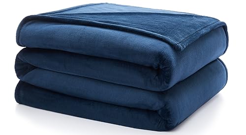 Casual Living 32590 Full-Queen Size Fluffy Silky Smooth Cozy Soft Pet Friendly Water Resistant Lightweight Machine Washable Fleece Bed Blanket Sofa Cover for Bed Sofa Chair and Couch, Full/Queen, Blue