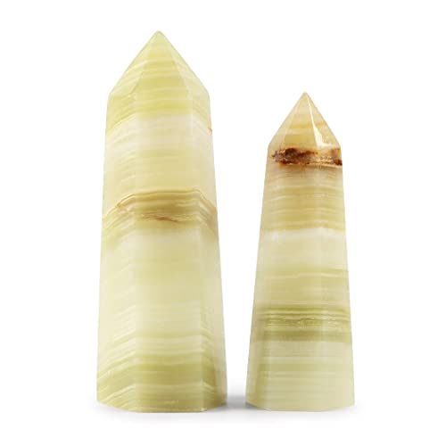 SMQ Purple Mica Healing Crystal Wands Chakra Sets,2pcs 70/60mm Tumbled 6 Facet Single Point Tower Wand Kits for Meditation Therapy Decor with Gift Box