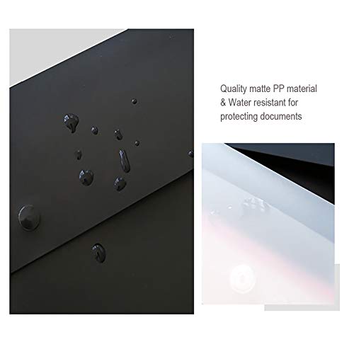 VANRA 5 Pieces A4 Envelopes Folders for Paperwork Plastic Wallets Document Organizer with Snap Button Closure A4 Letter Size (Black)