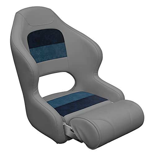 Wise 8WD3315-1011 Deluxe Pontoon Series Bucket Seat with Bolster, Grey/Navy/Blue