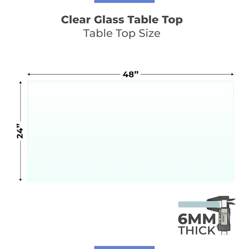 Fab Glass and Mirror Glass Table Top, 24" X 48", Clear