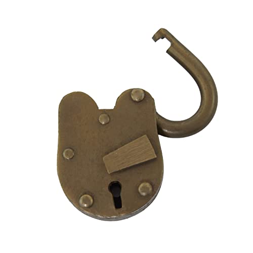 Deco 79 Metal Studded Lock And Key with Distressed Details, 1" x 1" x 3", Bronze