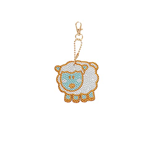 4 Pcs/Set 5D Full Drill Rhinestone Mosaic Making Kit Diamond Painting Keychain for DIY Craft Key Ring Bag Decor (Animal)