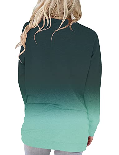 ONLYSHE Long Sleeve Tops for Women Tunic Shirts Crew Neck Thumb Hole Blouses Solid Color Tees Tops with Leggings,Green,X-Large
