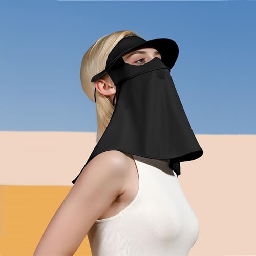 Sun Protection Face Mask, Ice Silk Sunscreen Face Mask, Neck Gaiter, Breathable Face Cover, Cooling Neck Flap, Sun Protection Cap with Earloop for Summer Outdoor, Beige