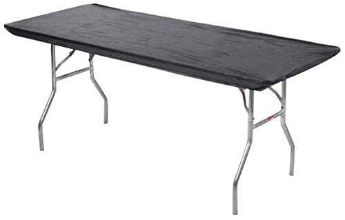 Kwik-Covers 6' Rectangular Plastic Table Covers 30" x 72" (6 Feet), Bundle of 10 - Indoor or Outdoor Fitted Table Covers for Banquet Tables (Black)
