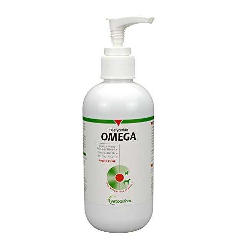 Vetoquinol Triglyceride Liquid Omega 3 Supplement for Dogs and Cats, Liquid Fish Oil Supplement with EPA and DHA, Promotes Skin, Coat, Joint, and Immune Health, Omega 3 Fish Oil for Dogs and Cats, 8oz