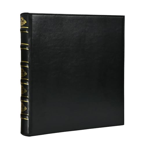 Vintage Hardback 3 Ring Leather Binder, Professional Binder Organizer, Planner Binder, Classical 1 Inch 3 Ring Binder, Letter Size 8.5 x 11, Black
