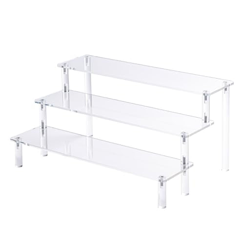 Acrylic Risers Display Stands, 3 Tier Perfume Organizer Display Shelf & Versatile Cupcake Stand Holder, Display Risers for Figures, Dessert Shelves for Party for Decoration and Organizer