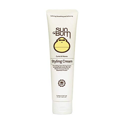 Sun Bum Curls and Waves Styling Cream - Lightweight Formula for Wavy and Curly Hair - Nourishing Kukui Nut and Coconut Oil - Frizz Free finish - Vegan and Cruelty Free - 5 oz