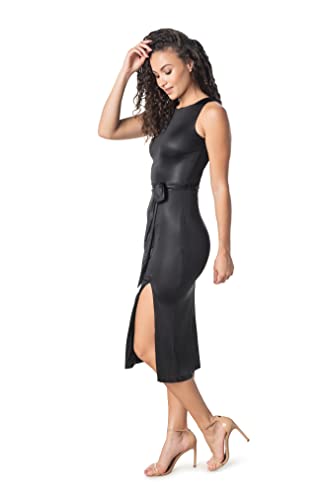 Dress the Population Women's Karlie Satin Jersey Midi Dress, Black, XX-Small