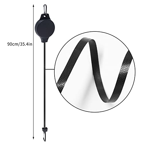 6pcs Plant Pulley Retractable Hanger Easy Reach Plant Pulley Adjustable Height Wheel for Hanging Plants Heavy Duty Plant Hanger for Garden Baskets Pots- Black