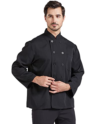 Nanxson Unisex Chef Coat Kitchen Short/Long Sleeve Chef Jacket for Men and Women CFM0001 LongBlackS