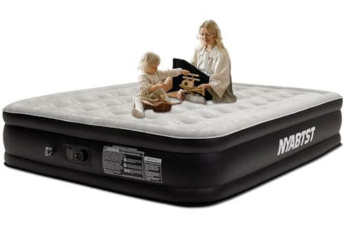 Nyabtst Air Mattress Queen with Built in Pump 16" Twin air Mattress, Soft Flocked Air Mattress with Automatic Inflation and deflation Function Very Suitable Guests Overnight,Camping and Family Game