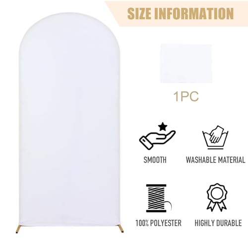Arch Backdrop Cover, 3.3x6.6FT Chiara Backdrop Stand Covers, 2-Sided Wedding Arch Cover, Spandex Fitted Arch Backdrop Stand Cover for Wedding Birthday Party Decoration (Beige, 6.6 FT)