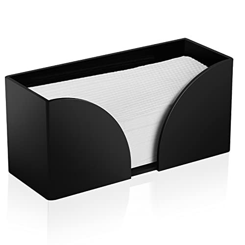 Paper Towel Dispenser Countertop Black Acrylic Paper Towel Holder for Bathroom Folded Paper Towel Dispenser Clear Trifold Napkin Holder for Z-fold, C-fold, MultiFold Trifold - Home Kitchen