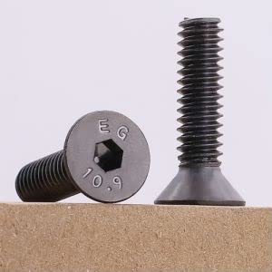 3/8-16 x 1-1/4" (12 PCS) Flat Head Socket Cap Screws, Black Oxide Finish, Hexagon Socket Countersunk Head Cap Screws, 10.9 Grade Alloy Steel, Full Thread, Coarse Thread, ASME/ANSI B18.3-8