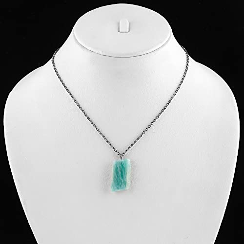 TGH Raw Ruby Zoisite Stone Pendant Necklace, Crystal Pendant 10-20 mm, Necklace for Women, Raw Crystal Jewelry, 16 + 2 Inches Adjustable Black Plated Chain (Ruby Zoisite)