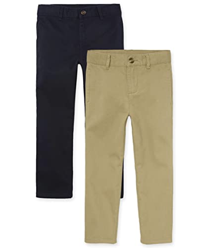 The Children's Place Boys Stretch Chino Pants,Flax/Tidal 2 Pack,14