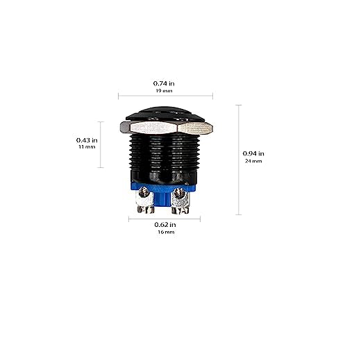 Xnrtop 2Pcs DC6V/12V/36V/125/250V 3A 16mm 5/8" 1NO1NC Stainless Steel Shell with Ring Metal Push Button Switch Momentary Screw Terminal Button with Pack of 2 Switches 16mm (Green)