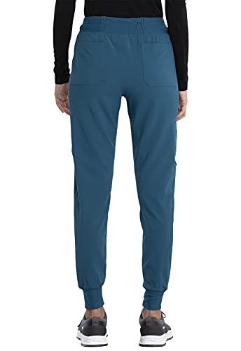 Cherokee Women's Medical Scrub Jogger Pant Mid Rise with 7 Pockets and Knit Waistband and Interior Elastic - CK011, XL, Wine