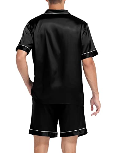 SWOMOG Women Matching Pajamas Sets Button Down Silk Pjs Short Sleeve Soft Lounge Sets 2 Pcs Loungewear Champagne