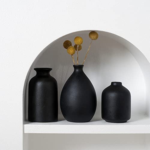 Joynisy Black Ceramic Vase Set of 4, Classic Matte Vases Home Decorations for Table Shelf Office Decor (Black)