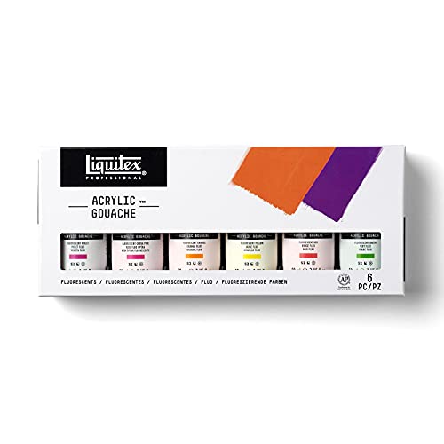 Liquitex Professional Acrylic Gouache Paint, 6 x 59ml (2-oz), Fluorescents Set