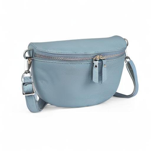 befen Small Genuine Leather Fanny Packs for Women, Cross Body Belt Bag Cell Phone Purse for Women Gift-Air Force Blue