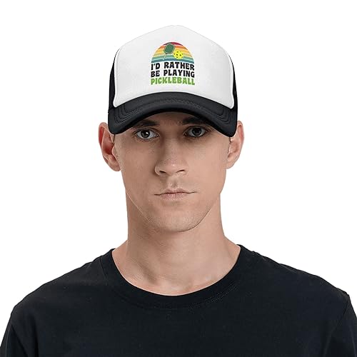 Waldeal I'd Rather Be Playing Pickleball Trucker Snapback Hat Adjustable Pickle Ball Mesh Baseball Caps for Men and Women
