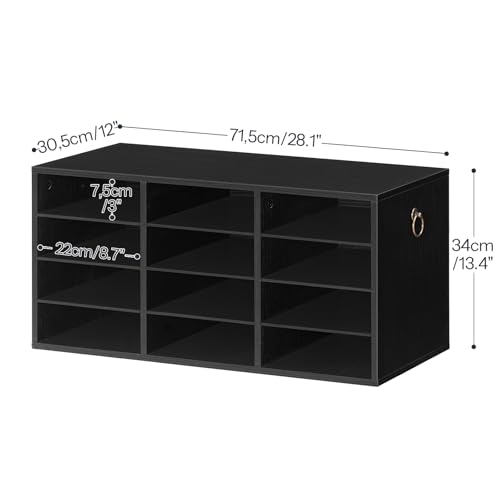 HOOBRO Countertop Mail Sorter, Wooden Literature Organizer, Student Mailbox for Classroom, Desktop Organizer for Office Home School, 12 Compartments Black BK43WF01