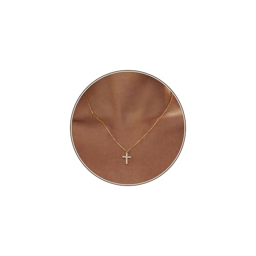 HERIER Cross Necklace for Women, Dainty 18K Gold plated Cute Small Cross Pendant Necklace Simple Gold Cross Necklaces Gold Jewelry for Women Trendy