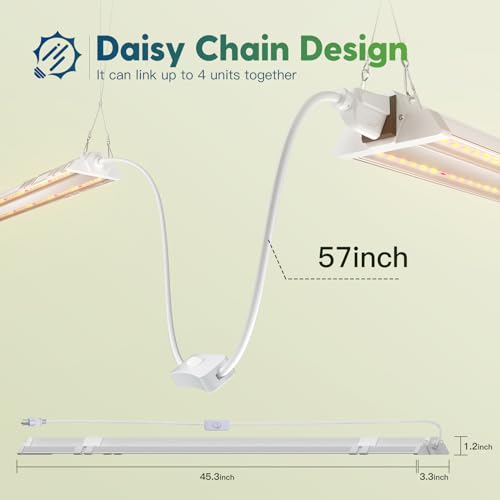 FREELICHT 1 Pack 4ft LED Grow Light, 60W (350W Equivalent), Red Blue (660nm+460nm) Full Spectrum Grow Lights for Indoor Plants, Hanging Plug in Grow Lamp for Hydroponic Greenhouse Plants Seedling Veg